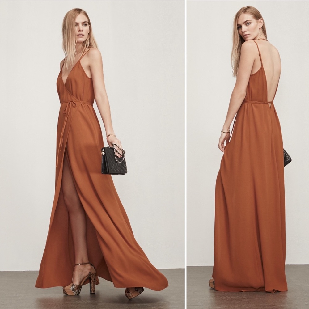 NWT Reformation Seine Dress in Cognac - Size Large